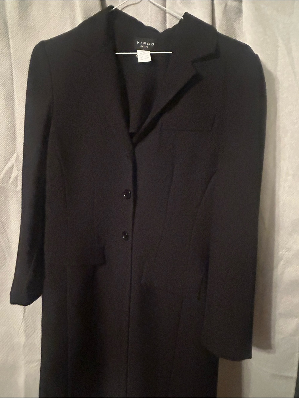 Virgo Black Longline Women's Trench Coat with Notch Lapel